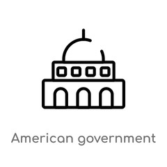 outline american government building vector icon. isolated black simple line element illustration from political concept. editable vector stroke american government building icon on white background