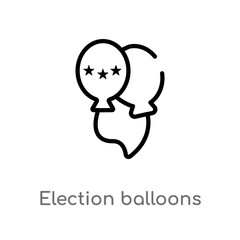 outline election balloons couple vector icon. isolated black simple line element illustration from political concept. editable vector stroke election balloons couple icon on white background