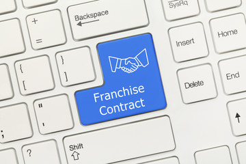 White conceptual keyboard - Franchise Contract (blue key)
