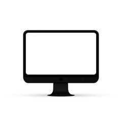 Monitor computer black color. Frame monitor mock up with blank white screen. Vector illustration