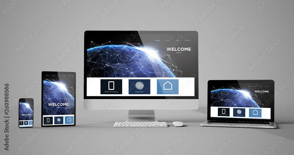 Sticker responsive devices isolated design homepage
