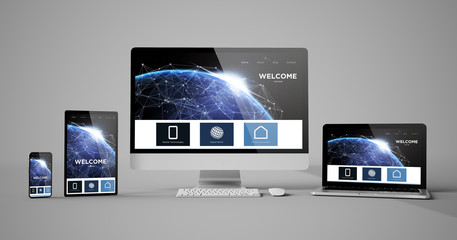 responsive devices isolated design homepage - obrazy, fototapety, plakaty