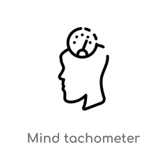 outline mind tachometer vector icon. isolated black simple line element illustration from productivity concept. editable vector stroke mind tachometer icon on white background