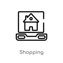 outline shopping vector icon. isolated black simple line element illustration from real estate concept. editable vector stroke shopping icon on white background