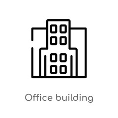outline office building vector icon. isolated black simple line element illustration from real estate concept. editable vector stroke office building icon on white background