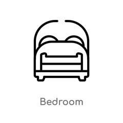 outline bedroom vector icon. isolated black simple line element illustration from real estate concept. editable vector stroke bedroom icon on white background