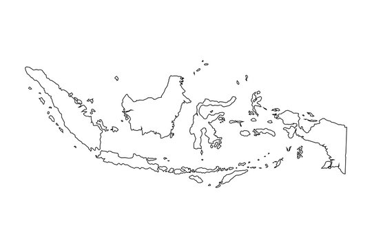 Indonesia map outline graphic freehand drawing on white background.