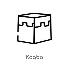 outline kaaba vector icon. isolated black simple line element illustration from religion-2 concept. editable vector stroke kaaba icon on white background