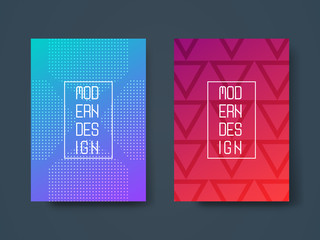 Set of two modern abstract cover design with geometric shape and vibrant gradient. Template for poster, cover, banner, flyer