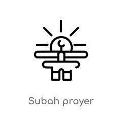 outline subah prayer vector icon. isolated black simple line element illustration from religion-2 concept. editable vector stroke subah prayer icon on white background