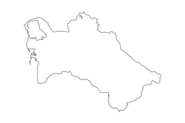 Turkmenistan - solid black outline border map of country area. Simple flat vector illustration.