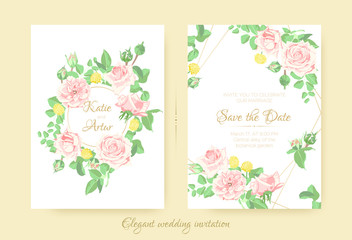 Vector Flowers Bouquet, Vintage Wedding Cards.