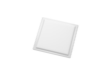 White blank sachet packaging for food, cosmetics and medicines, mock up template on isolated white background, 3d illustration