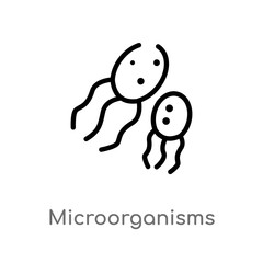outline microorganisms vector icon. isolated black simple line element illustration from science concept. editable vector stroke microorganisms icon on white background