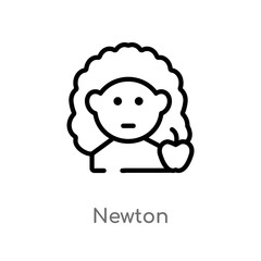 outline newton vector icon. isolated black simple line element illustration from science concept. editable vector stroke newton icon on white background