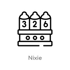 outline nixie vector icon. isolated black simple line element illustration from science concept. editable vector stroke nixie icon on white background