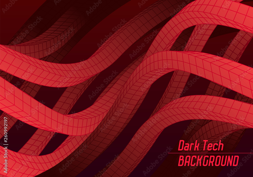 Poster Abstract background with 3D grid lines waving