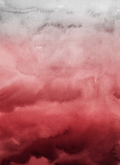 Obraz premium Red ink and watercolor texture on white paper background. Paint leaks and ombre effects. Hand painted abstract image.