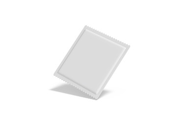 White blank sachet packaging for food, cosmetics and medicines, mock up template on isolated white background, 3d illustration