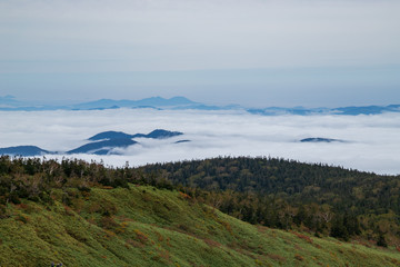 Autumn leaves and clouds in Hachimantai, Akita Prefecture