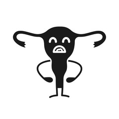 Sad uterus character glyph icon