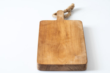 chop board wood on white background without depth of field