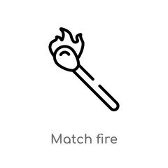 outline match fire vector icon. isolated black simple line element illustration from security concept. editable vector stroke match fire icon on white background