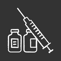Syringe and vials chalk icon