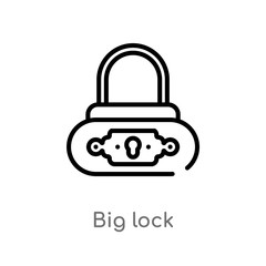 outline big lock vector icon. isolated black simple line element illustration from security concept. editable vector stroke big lock icon on white background