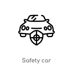 Obraz premium outline safety car vector icon. isolated black simple line element illustration from security concept. editable vector stroke safety car icon on white background