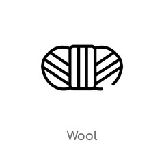 outline wool vector icon. isolated black simple line element illustration from sew concept. editable vector stroke wool icon on white background