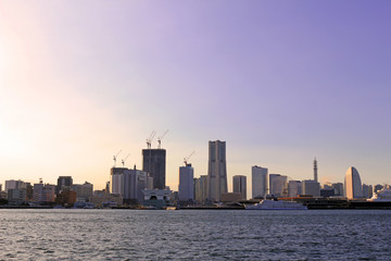 Modern scenery of port town Yokohama
