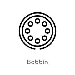 outline bobbin vector icon. isolated black simple line element illustration from sew concept. editable vector stroke bobbin icon on white background