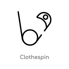 Obraz premium outline clothespin vector icon. isolated black simple line element illustration from sew concept. editable vector stroke clothespin icon on white background