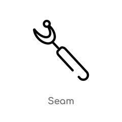 outline seam vector icon. isolated black simple line element illustration from sew concept. editable vector stroke seam icon on white background