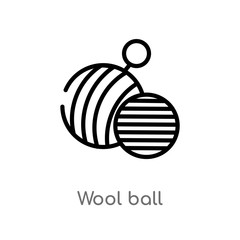 outline wool ball vector icon. isolated black simple line element illustration from sew concept. editable vector stroke wool ball icon on white background