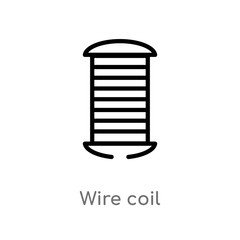 outline wire coil vector icon. isolated black simple line element illustration from sew concept. editable vector stroke wire coil icon on white background