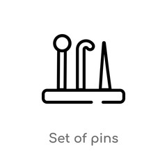 outline set of pins vector icon. isolated black simple line element illustration from sew concept. editable vector stroke set of pins icon on white background