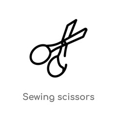 outline sewing scissors vector icon. isolated black simple line element illustration from sew concept. editable vector stroke sewing scissors icon on white background