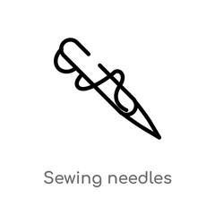 outline sewing needles vector icon. isolated black simple line element illustration from sew concept. editable vector stroke sewing needles icon on white background