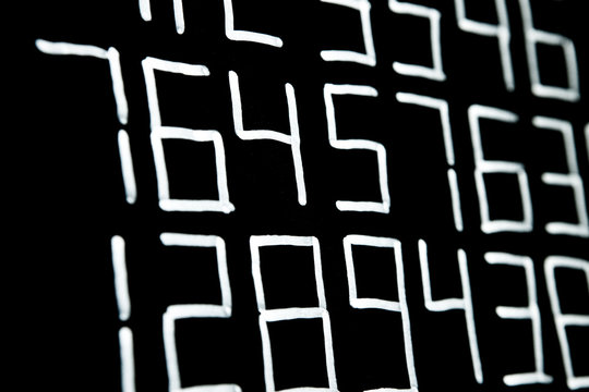 Background of numbers. from zero to nine. Numbers texture. Currency symbols. Numerology. Mathematical equations and formulas