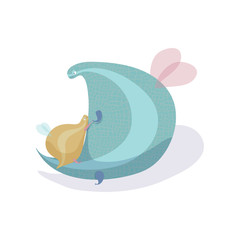 Magic dragon with child. Maternity and care concept.