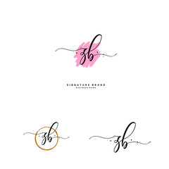 Z B ZB Initial letter handwriting and  signature logo.