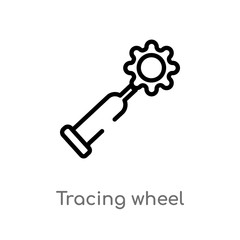 outline tracing wheel vector icon. isolated black simple line element illustration from sew concept. editable vector stroke tracing wheel icon on white background