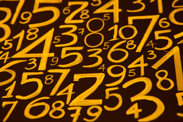 Background of numbers. from zero to nine. Numbers texture. Currency symbols. Numerology....