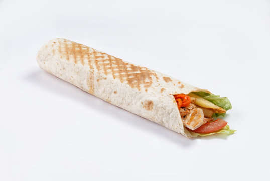 Shawarma On A White Background