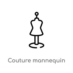 outline couture mannequin vector icon. isolated black simple line element illustration from shapes concept. editable vector stroke couture mannequin icon on white background