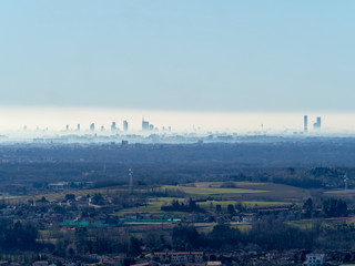 View of Milan from Montevecchia, Italy