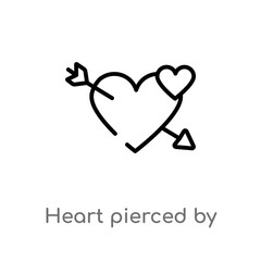 outline heart pierced by an arrow vector icon. isolated black simple line element illustration from shapes concept. editable vector stroke heart pierced by an arrow icon on white background