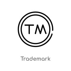 outline trademark vector icon. isolated black simple line element illustration from shapes concept. editable vector stroke trademark icon on white background